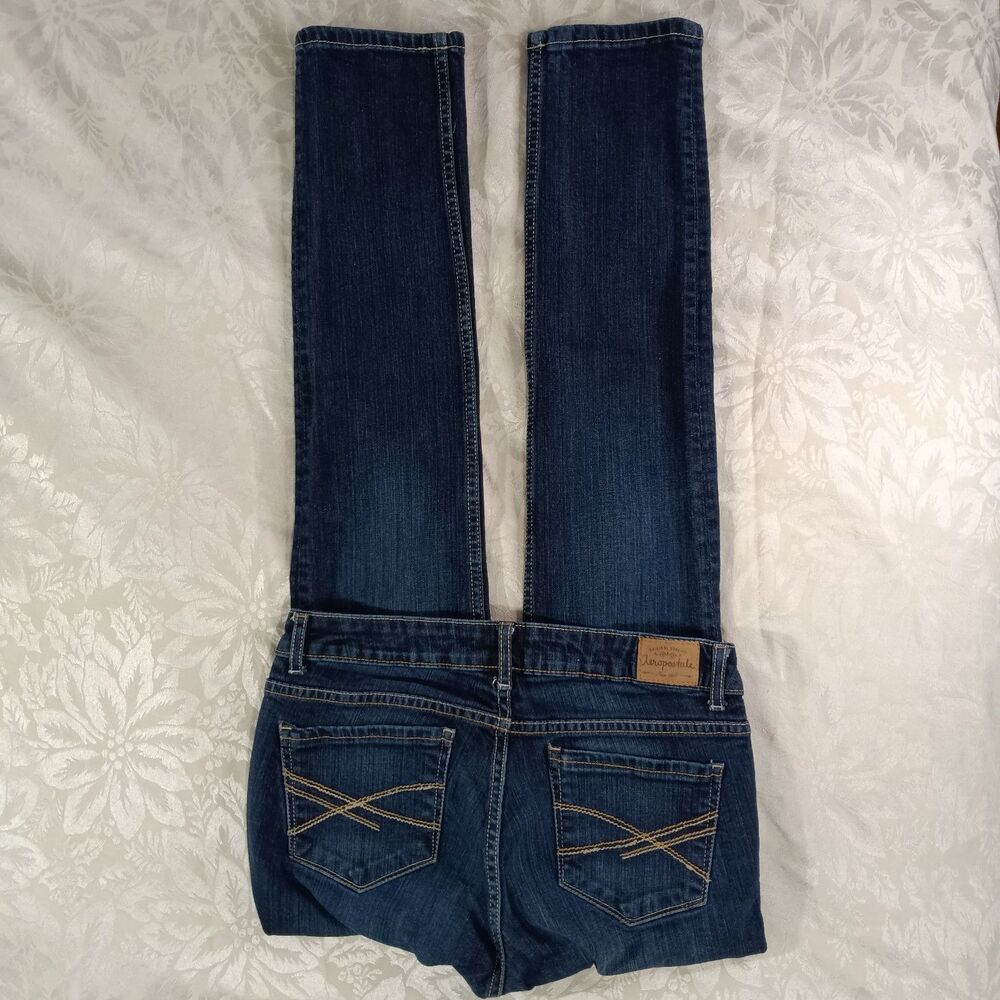 Aeropostale Jeans Womens 5/6 Blue Denim Bayla Skinny Curvy Semi Stretch Lowrise